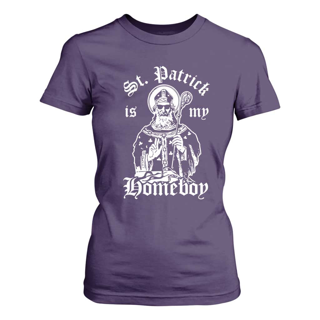 Saint Patrick Is My Homeboy T Shirt For Women Funny St Patricks Day TS11 Purple Print Your Wear