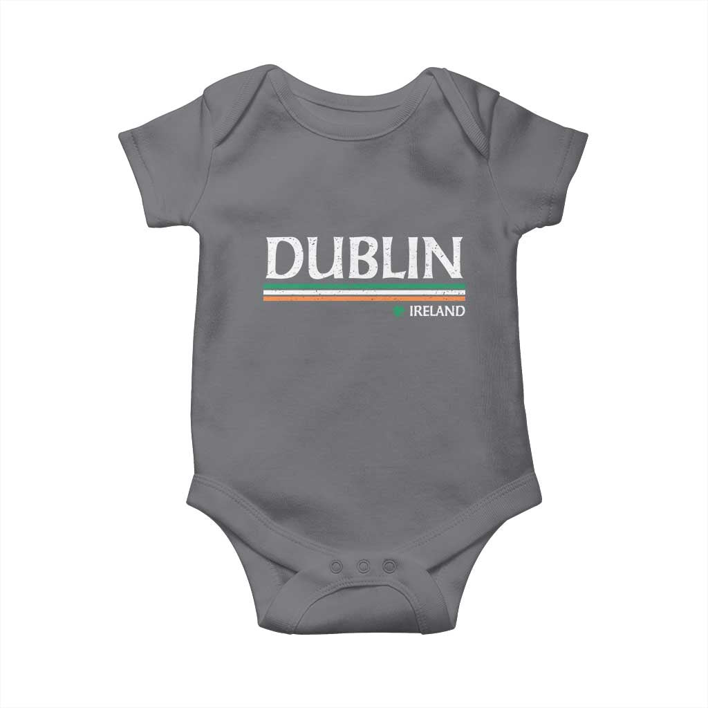 Dublin Ireland Baby Onesie Ireland Flag Souvenirs St Patricks Day Shamrock TS11 Charcoal Print Your Wear