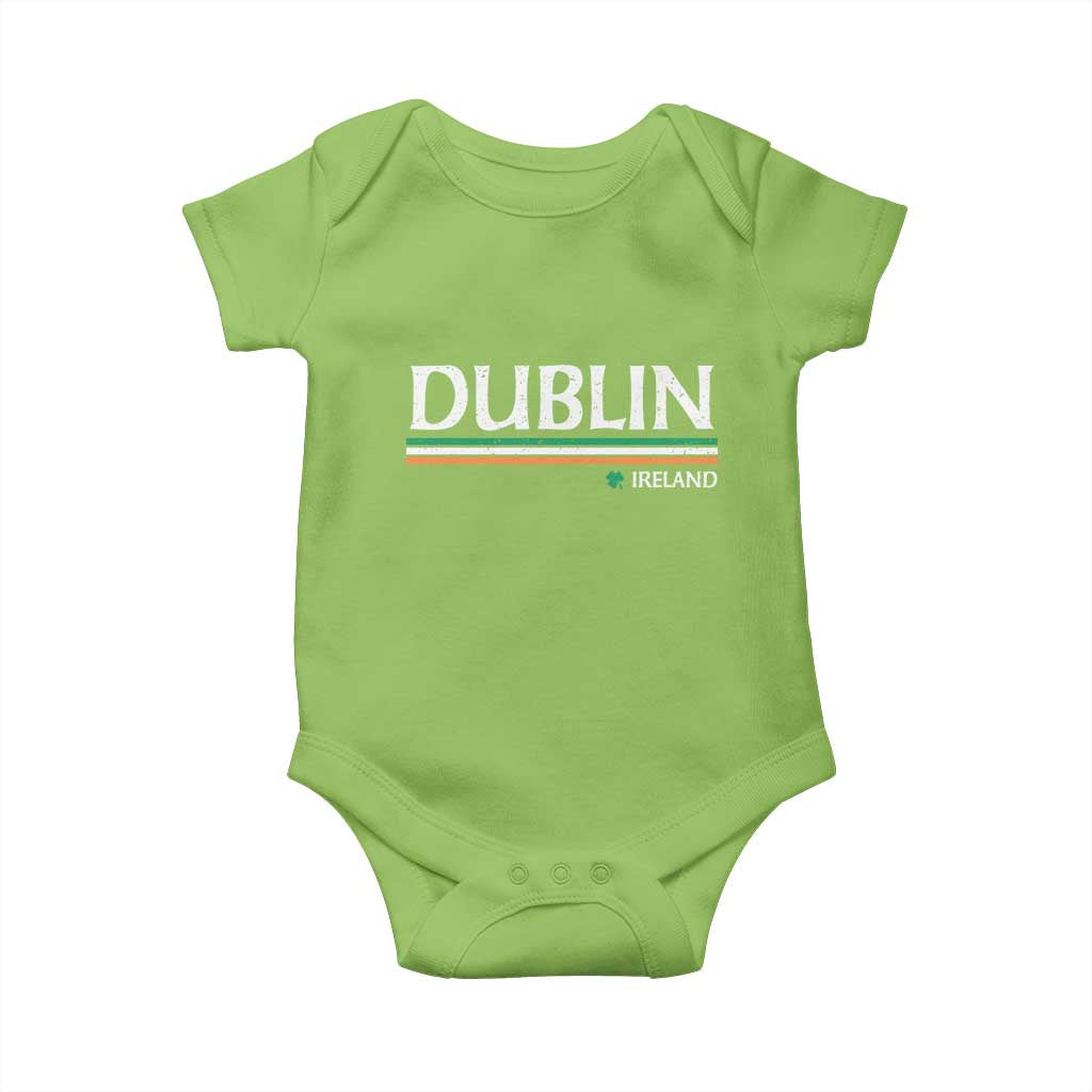 Dublin Ireland Baby Onesie Ireland Flag Souvenirs St Patricks Day Shamrock TS11 Lime Print Your Wear