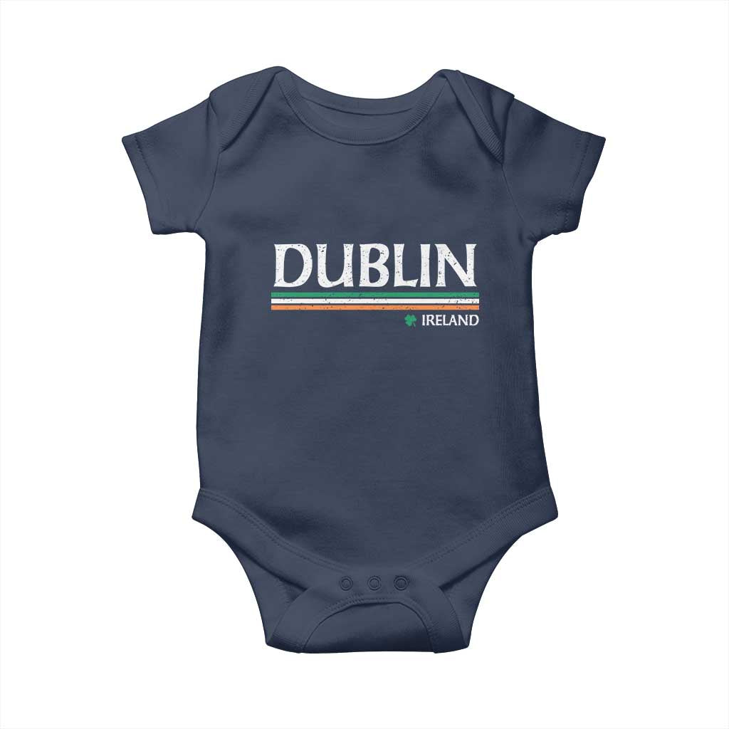 Dublin Ireland Baby Onesie Ireland Flag Souvenirs St Patricks Day Shamrock TS11 Navy Print Your Wear