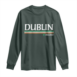 Dublin Ireland Long Sleeve Shirt Ireland Flag Souvenirs St Patricks Day Shamrock TS11 Dark Forest Green Print Your Wear