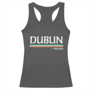Dublin Ireland Racerback Tank Top Ireland Flag Souvenirs St Patricks Day Shamrock TS11 Dark Heather Print Your Wear