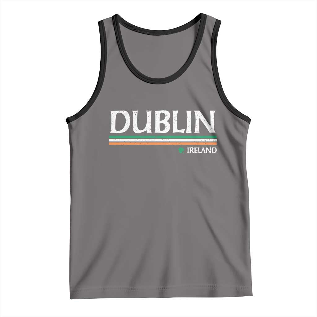 Dublin Ireland Tank Top Ireland Flag Souvenirs St Patricks Day Shamrock TS11 Deep Heather Black Print Your Wear