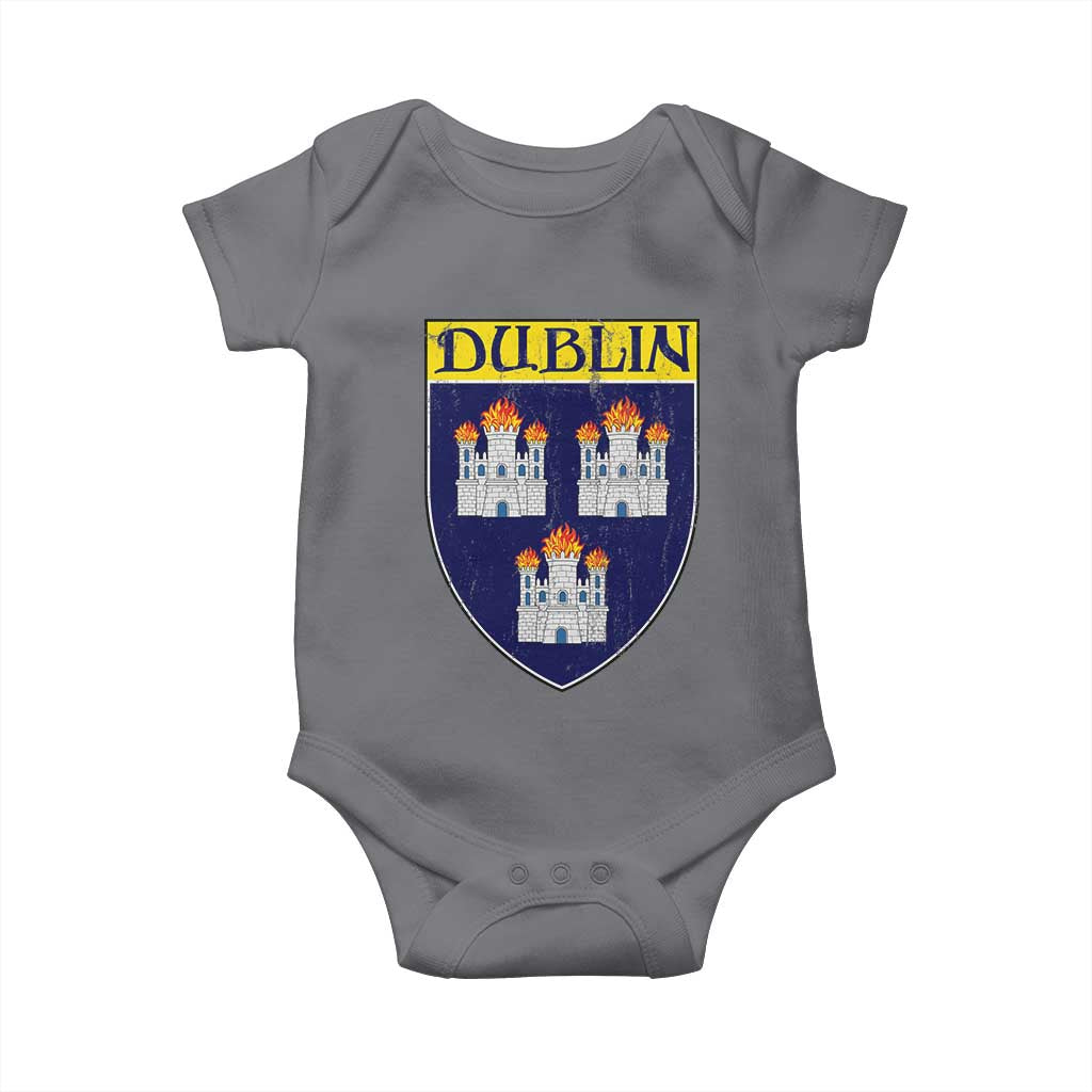 Dublin Ireland Baby Onesie The Coat of Arms of Dublin Three Burning Castles TS11 Charcoal Print Your Wear