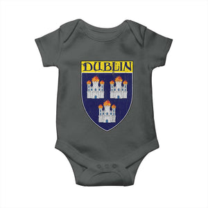 Dublin Ireland Baby Onesie The Coat of Arms of Dublin Three Burning Castles TS11 Dark Heather Print Your Wear