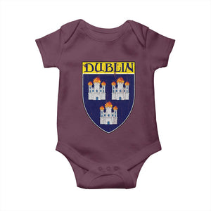 Dublin Ireland Baby Onesie The Coat of Arms of Dublin Three Burning Castles TS11 Maroon Print Your Wear