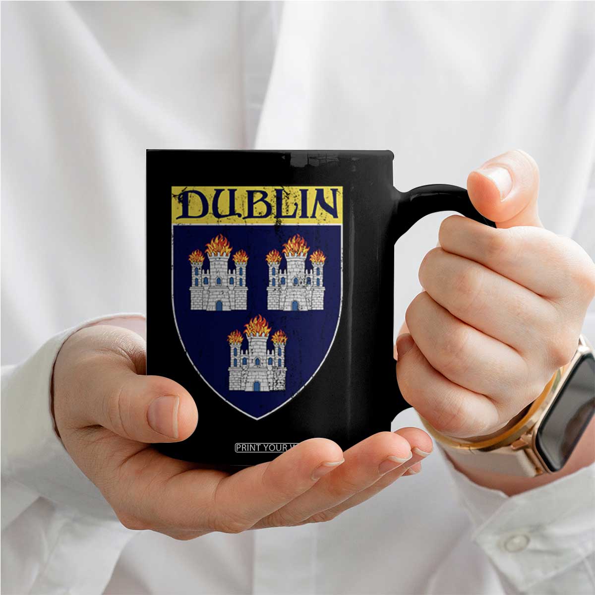 Dublin Ireland Coffee Mug The Coat of Arms of Dublin Three Burning Castles TS11 Print Your Wear
