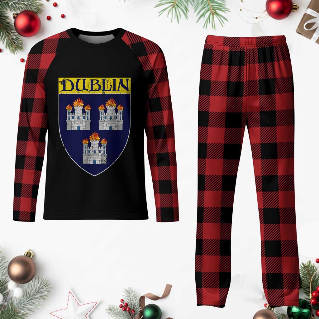 Dublin Ireland Plaid Pajama Set The Coat of Arms of Dublin Three Burning Castles TS11 Buffalo Plaid Print Your Wear