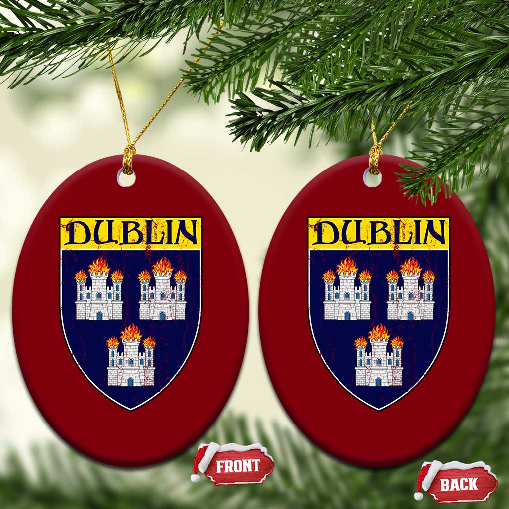 Dublin Ireland Ceramic Ornament The Coat of Arms of Dublin Three Burning Castles TS11 Print Your Wear