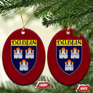Dublin Ireland Ceramic Ornament The Coat of Arms of Dublin Three Burning Castles TS11 Print Your Wear