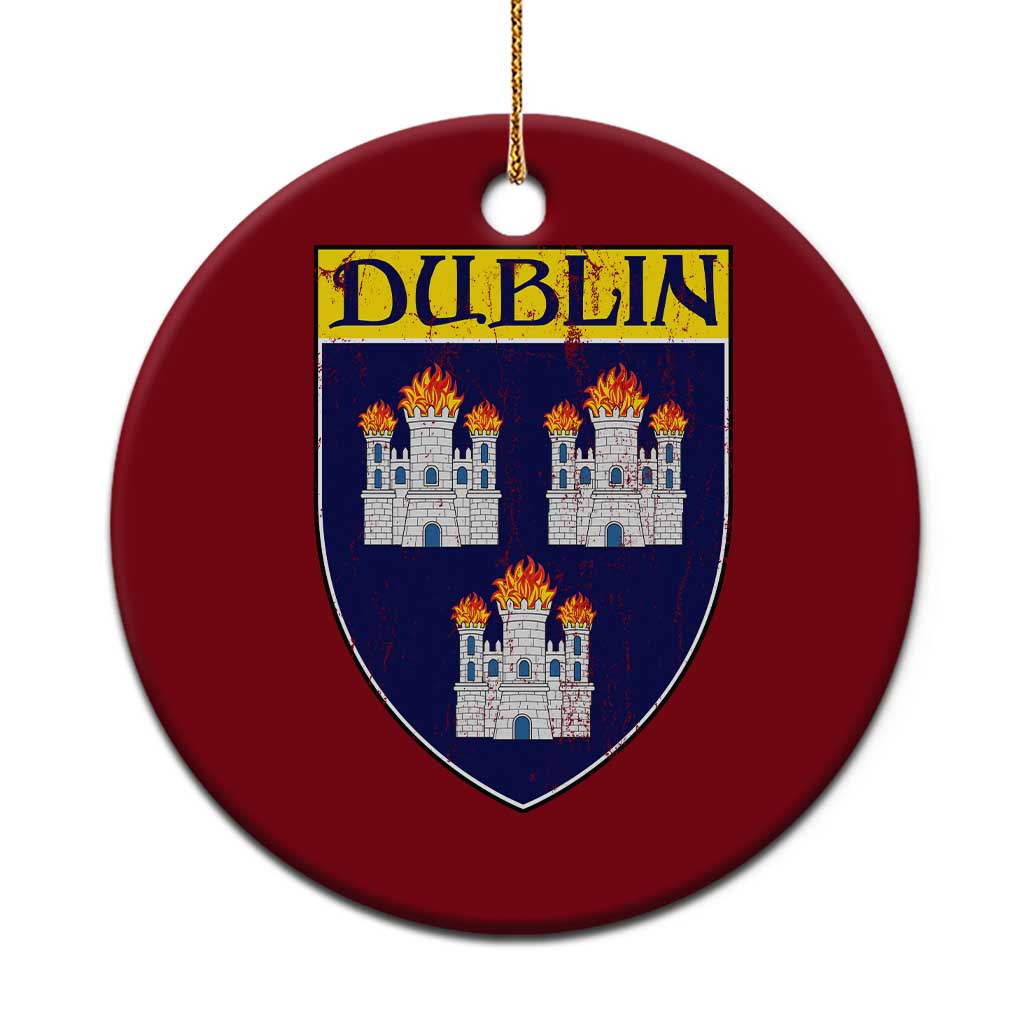 Dublin Ireland Ceramic Ornament The Coat of Arms of Dublin Three Burning Castles TS11 1pc Red Print Your Wear