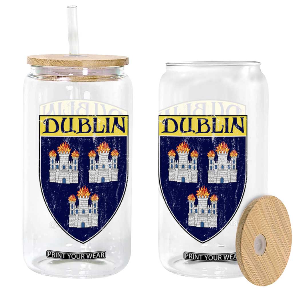 Dublin Ireland Glass Can The Coat of Arms of Dublin Three Burning Castles TS11 Print Your Wear