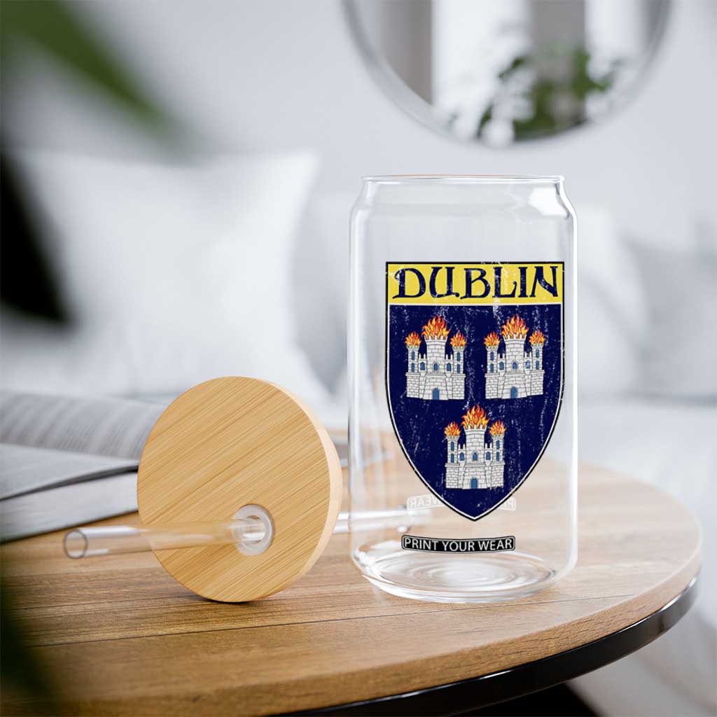 Dublin Ireland Glass Can The Coat of Arms of Dublin Three Burning Castles TS11 Print Your Wear