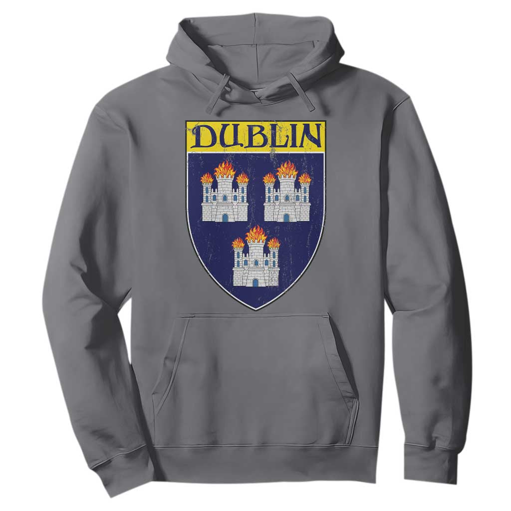 Dublin Ireland Hoodie The Coat of Arms of Dublin Three Burning Castles TS11 Charcoal Print Your Wear