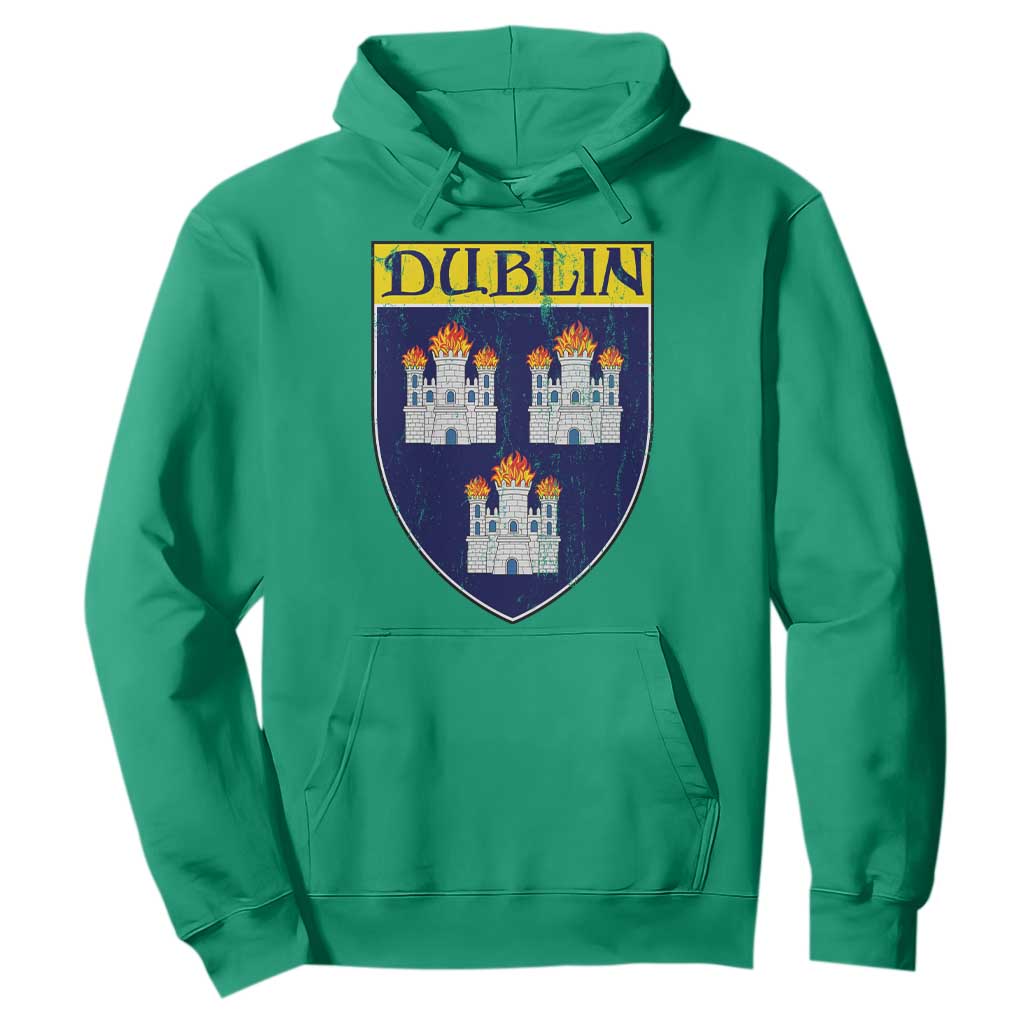 Dublin Ireland Hoodie The Coat of Arms of Dublin Three Burning Castles TS11 Irish Green Print Your Wear