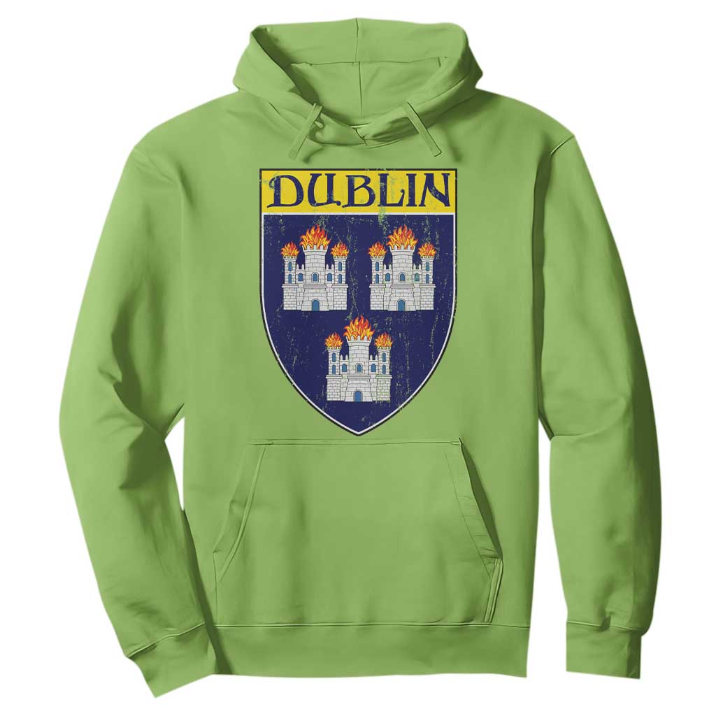 Dublin Ireland Hoodie The Coat of Arms of Dublin Three Burning Castles TS11 Lime Print Your Wear