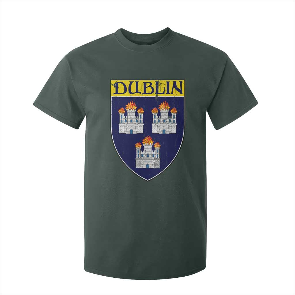 Dublin Ireland T Shirt For Kid The Coat of Arms of Dublin Three Burning Castles TS11 Dark Forest Green Print Your Wear