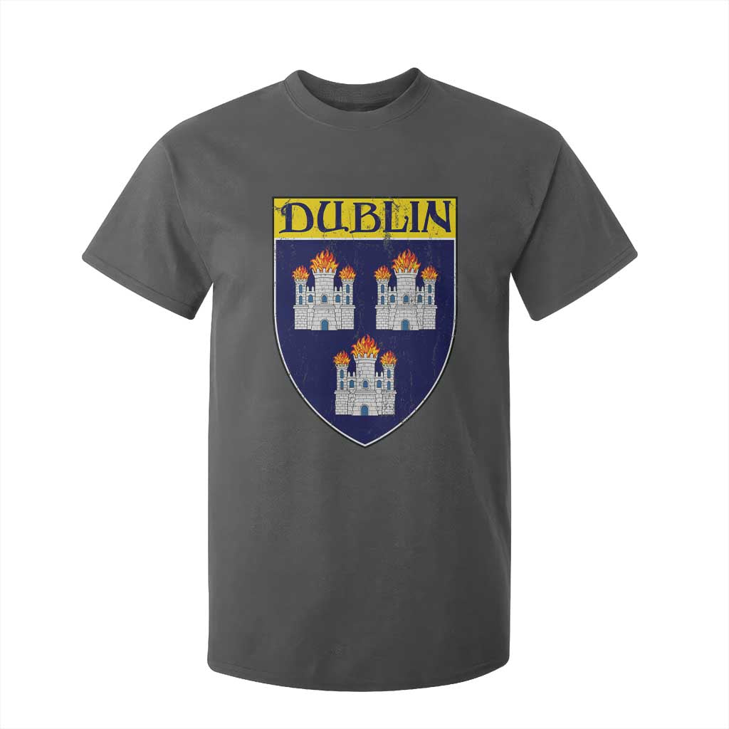 Dublin Ireland T Shirt For Kid The Coat of Arms of Dublin Three Burning Castles TS11 Dark Heather Print Your Wear