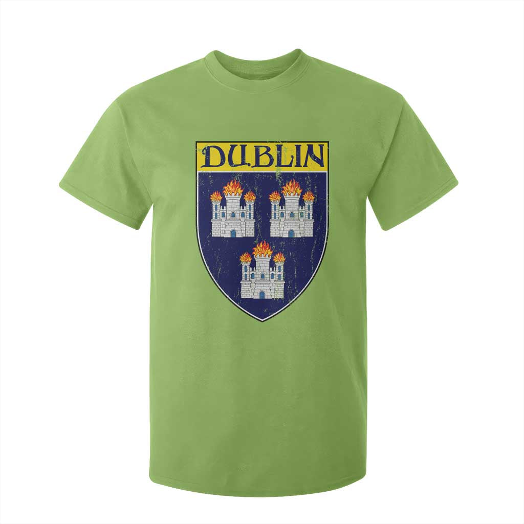 Dublin Ireland T Shirt For Kid The Coat of Arms of Dublin Three Burning Castles TS11 Lime Print Your Wear