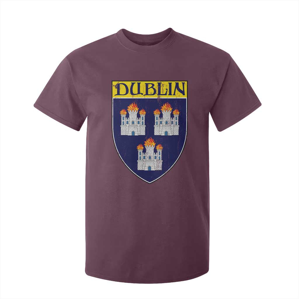 Dublin Ireland T Shirt For Kid The Coat of Arms of Dublin Three Burning Castles TS11 Maroon Print Your Wear