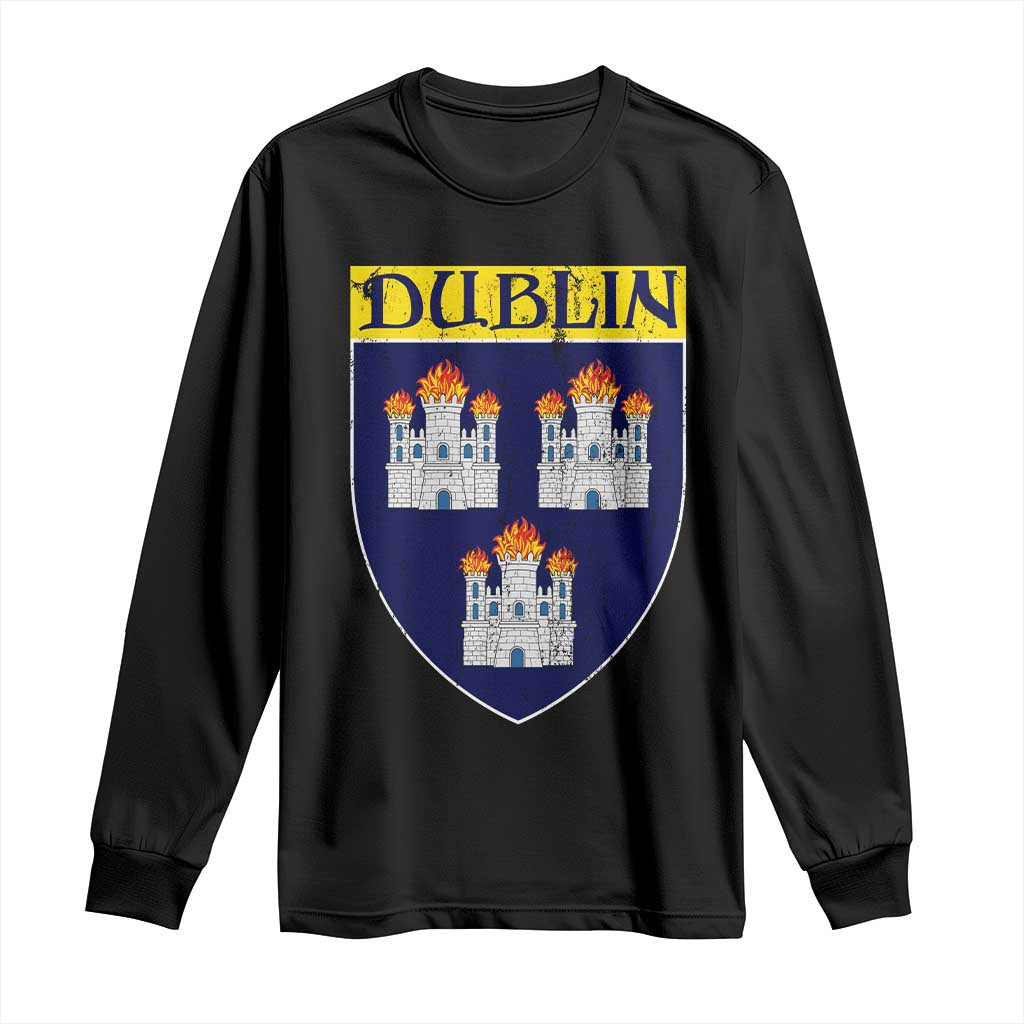 Dublin Ireland Long Sleeve Shirt The Coat of Arms of Dublin Three Burning Castles TS11 Black Print Your Wear