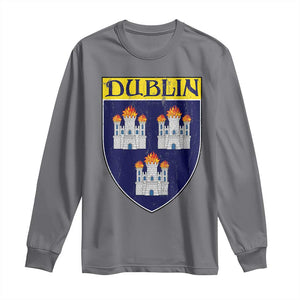 Dublin Ireland Long Sleeve Shirt The Coat of Arms of Dublin Three Burning Castles TS11 Charcoal Print Your Wear