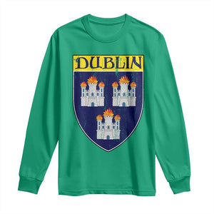 Dublin Ireland Long Sleeve Shirt The Coat of Arms of Dublin Three Burning Castles TS11 Irish Green Print Your Wear