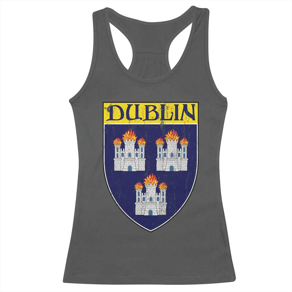 Dublin Ireland Racerback Tank Top The Coat of Arms of Dublin Three Burning Castles TS11 Dark Heather Print Your Wear