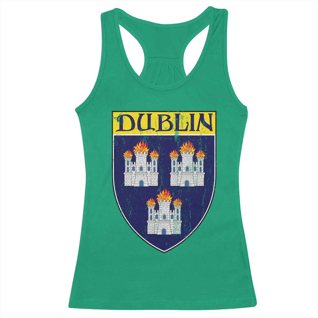 Dublin Ireland Racerback Tank Top The Coat of Arms of Dublin Three Burning Castles TS11 Irish Green Print Your Wear