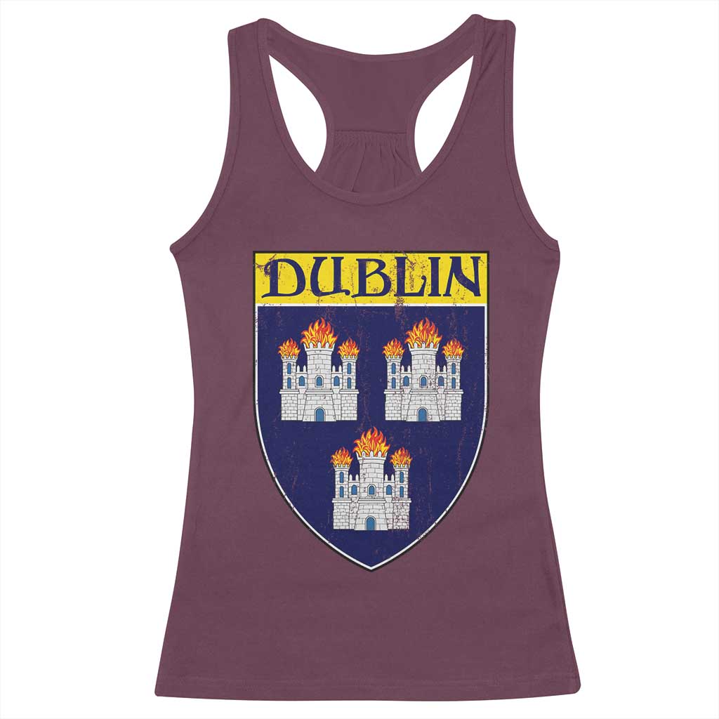 Dublin Ireland Racerback Tank Top The Coat of Arms of Dublin Three Burning Castles TS11 Maroon Print Your Wear