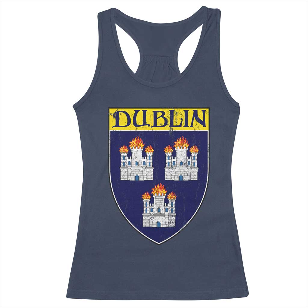 Dublin Ireland Racerback Tank Top The Coat of Arms of Dublin Three Burning Castles TS11 Navy Print Your Wear
