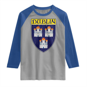 Dublin Ireland Raglan Shirt The Coat of Arms of Dublin Three Burning Castles TS11 Sport Gray Royal Print Your Wear