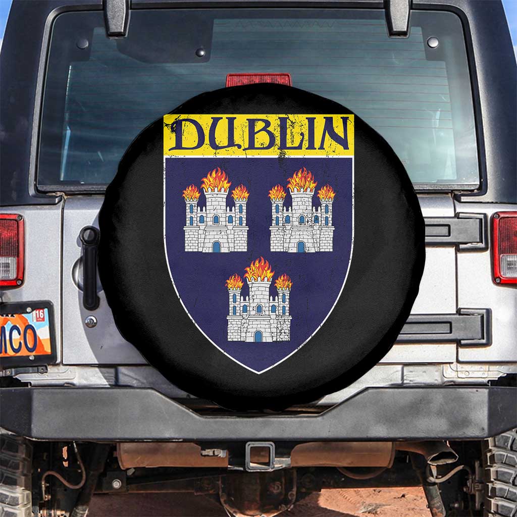 Dublin Ireland Spare Tire Cover The Coat of Arms of Dublin Three Burning Castles TS11 No hole Black Print Your Wear