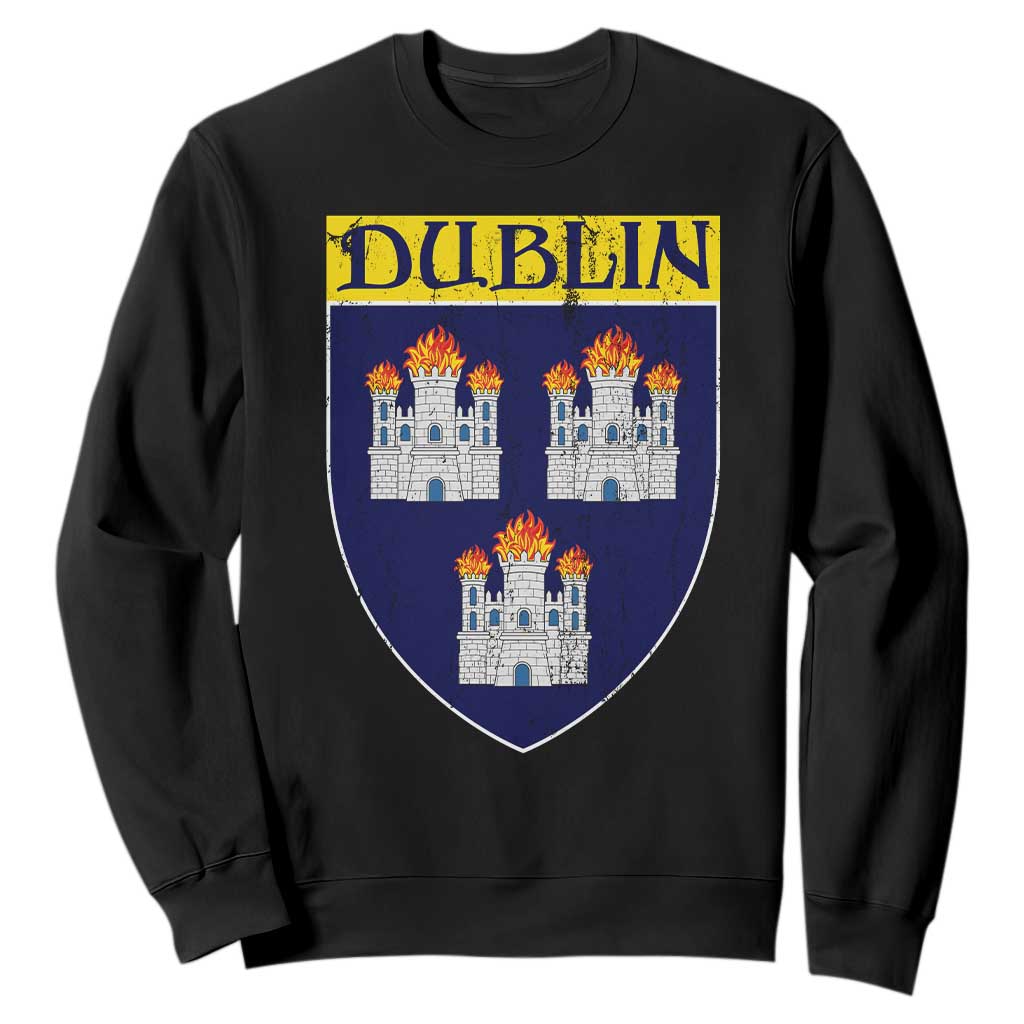 Dublin Ireland Sweatshirt The Coat of Arms of Dublin Three Burning Castles TS11 Black Print Your Wear