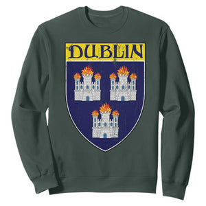 Dublin Ireland Sweatshirt The Coat of Arms of Dublin Three Burning Castles TS11 Dark Forest Green Print Your Wear
