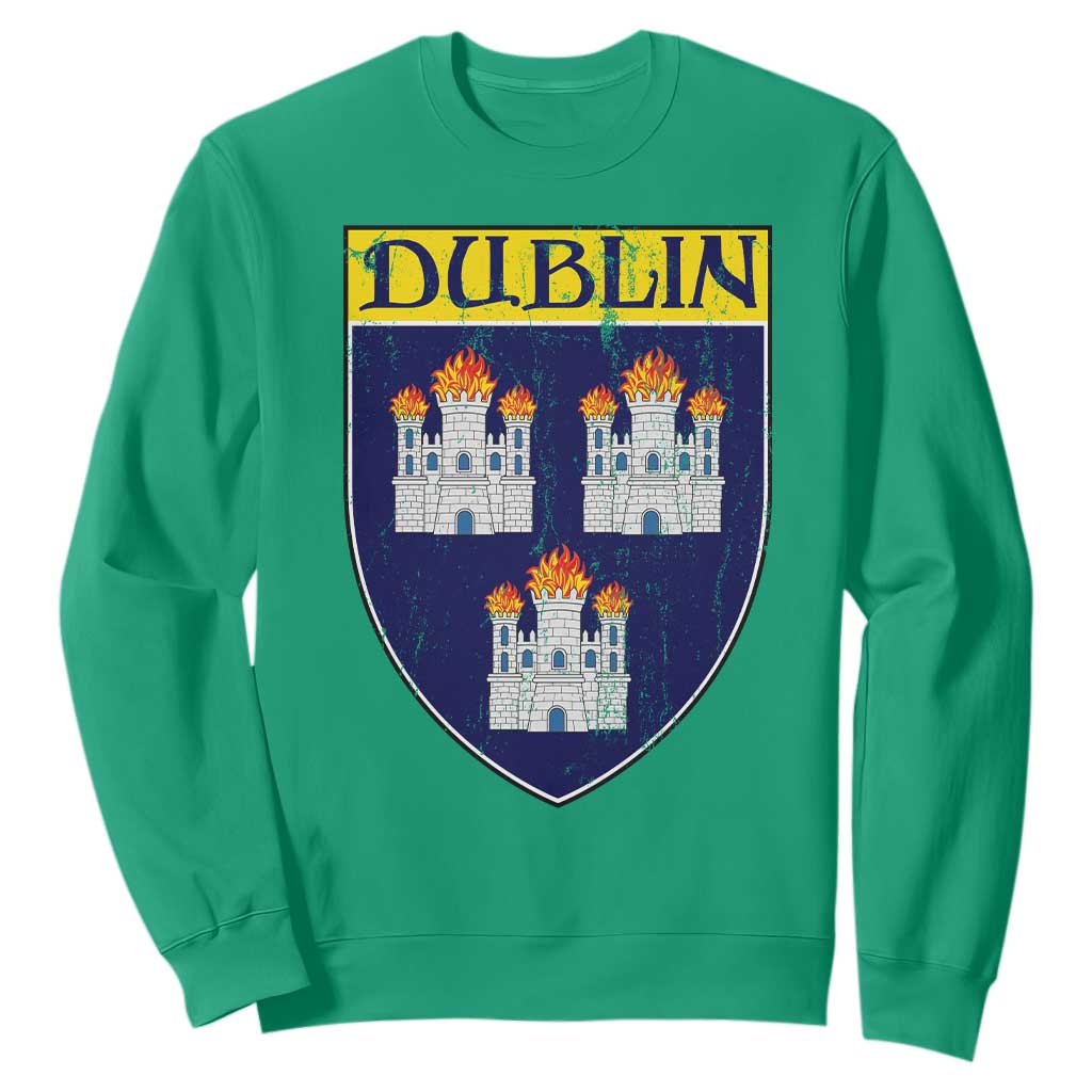 Dublin Ireland Sweatshirt The Coat of Arms of Dublin Three Burning Castles TS11 Irish Green Print Your Wear