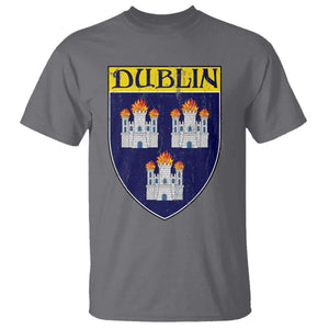 Dublin Ireland T Shirt The Coat of Arms of Dublin Three Burning Castles TS11 Charcoal Print Your Wear