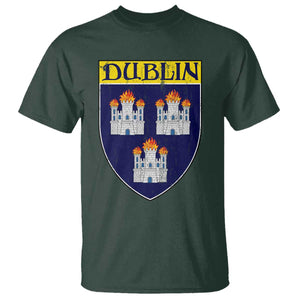 Dublin Ireland T Shirt The Coat of Arms of Dublin Three Burning Castles TS11 Dark Forest Green Print Your Wear