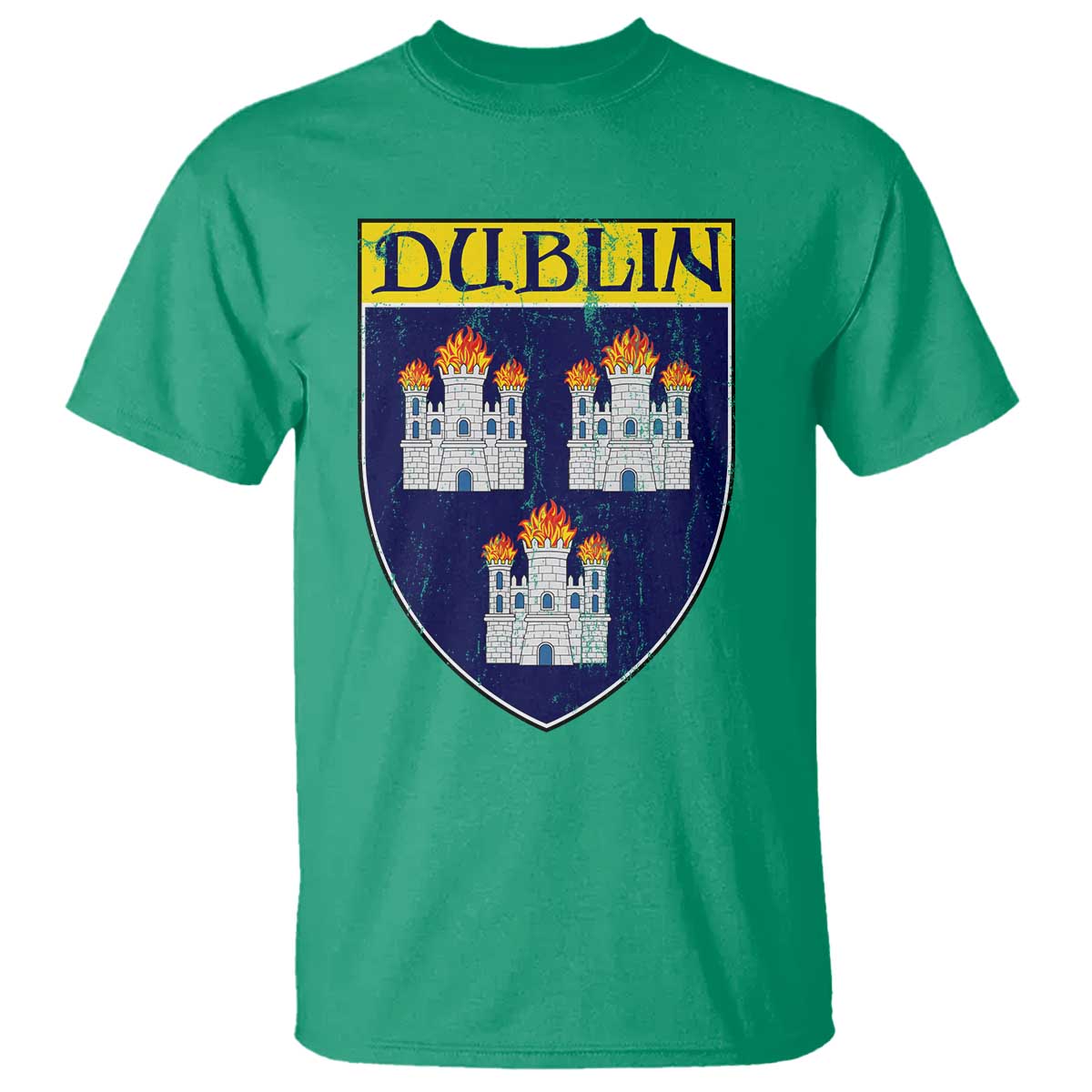 Dublin Ireland T Shirt The Coat of Arms of Dublin Three Burning Castles TS11 Irish Green Print Your Wear
