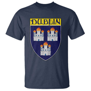 Dublin Ireland T Shirt The Coat of Arms of Dublin Three Burning Castles TS11 Navy Print Your Wear