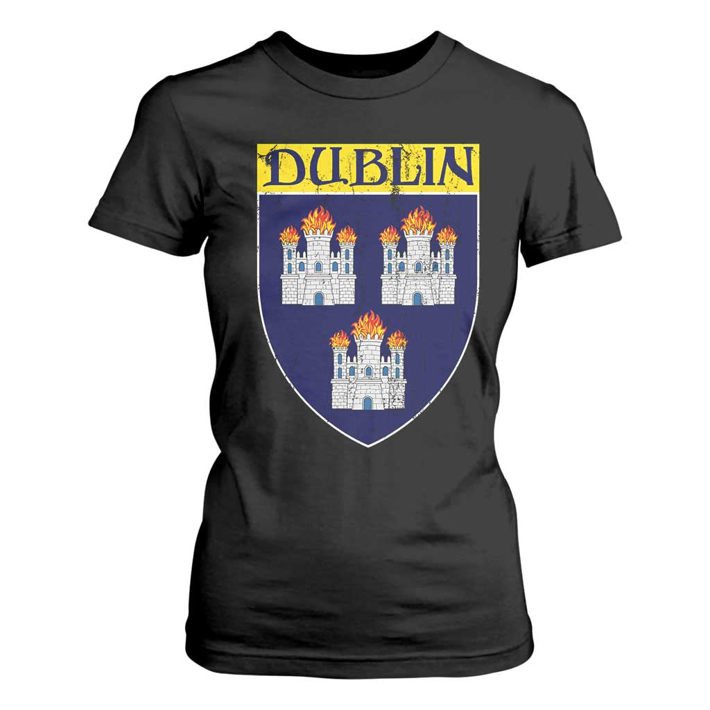 Dublin Ireland T Shirt For Women The Coat of Arms of Dublin Three Burning Castles TS11 Black Print Your Wear