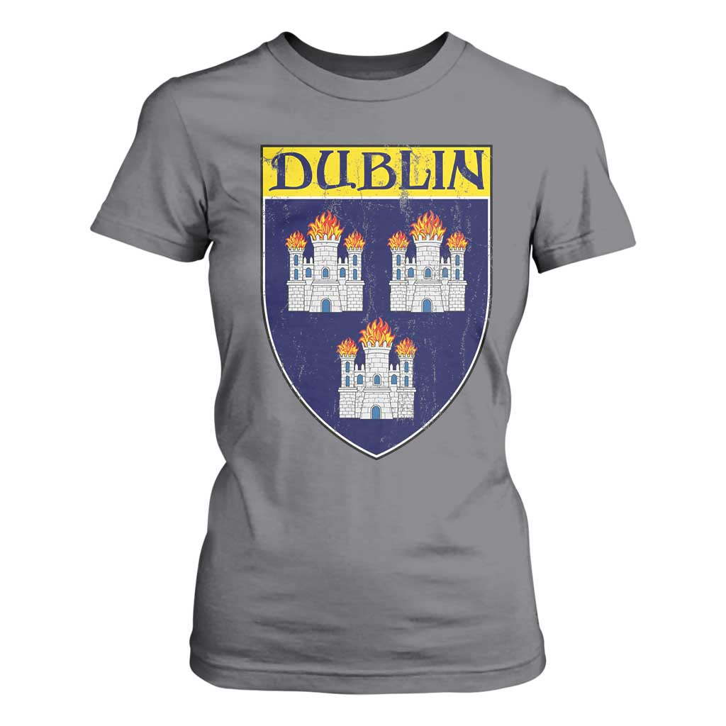 Dublin Ireland T Shirt For Women The Coat of Arms of Dublin Three Burning Castles TS11 Charcoal Print Your Wear