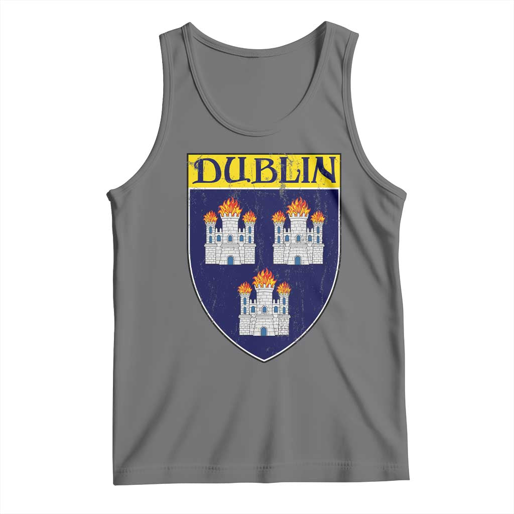 Dublin Ireland Tank Top The Coat of Arms of Dublin Three Burning Castles TS11 Black Heather Print Your Wear
