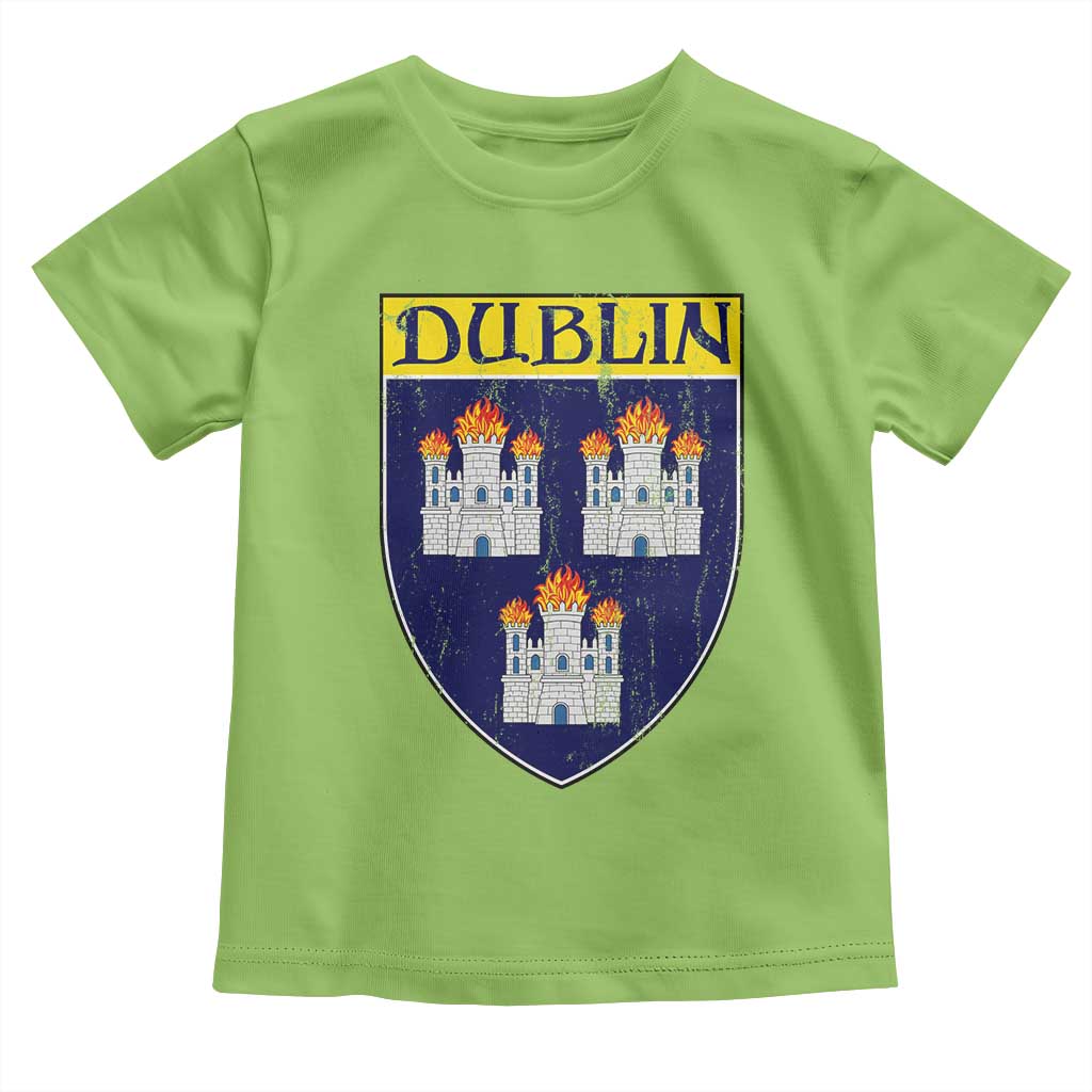 Dublin Ireland Toddler T Shirt The Coat of Arms of Dublin Three Burning Castles TS11 Lime Print Your Wear