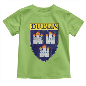 Dublin Ireland Toddler T Shirt The Coat of Arms of Dublin Three Burning Castles TS11 Lime Print Your Wear