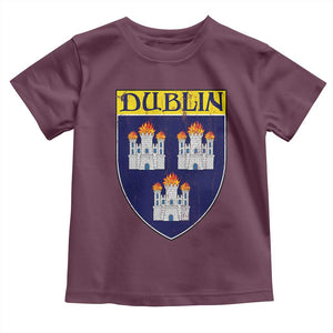 Dublin Ireland Toddler T Shirt The Coat of Arms of Dublin Three Burning Castles TS11 Maroon Print Your Wear