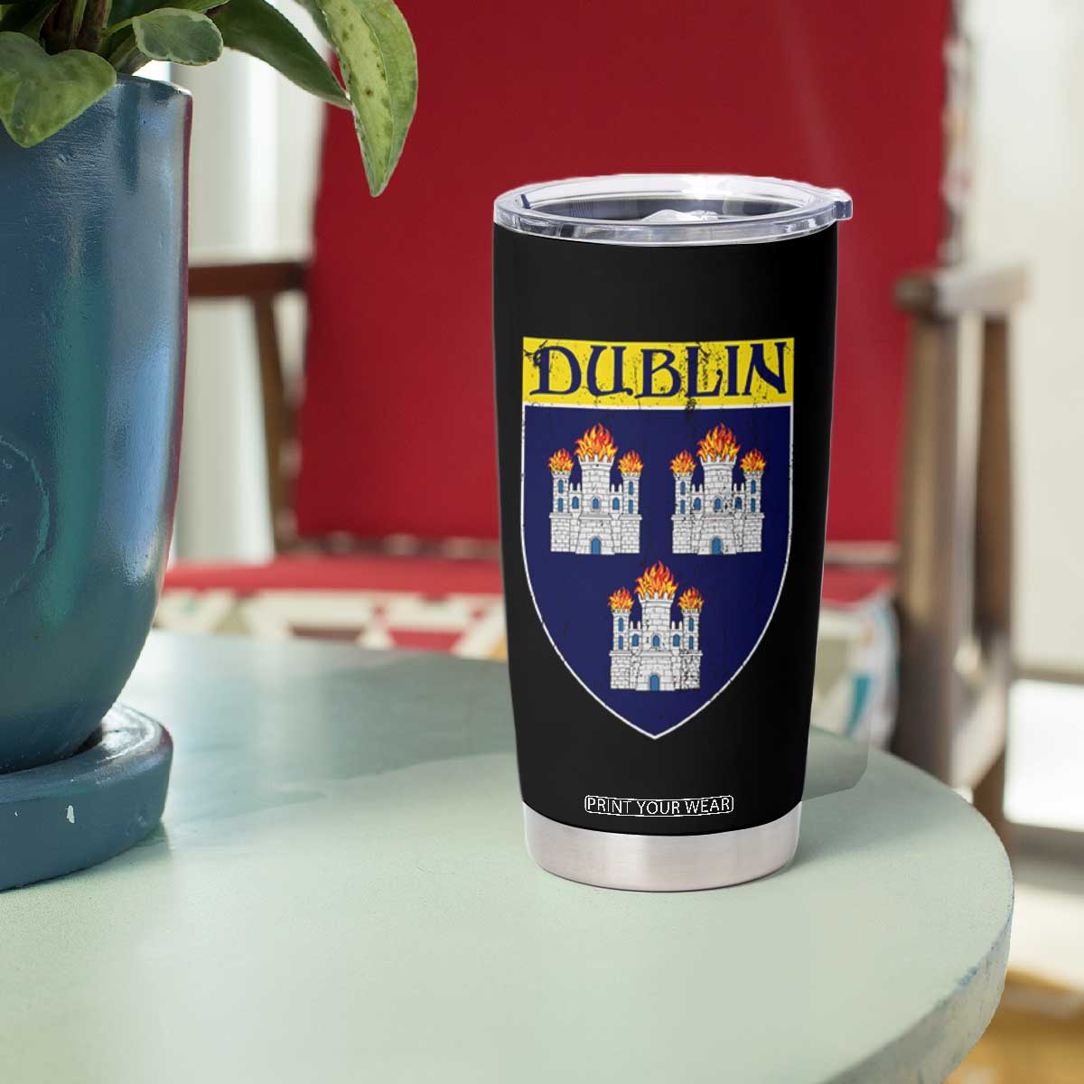 Dublin Ireland Tumbler Cup The Coat of Arms of Dublin Three Burning Castles TS11 Print Your Wear