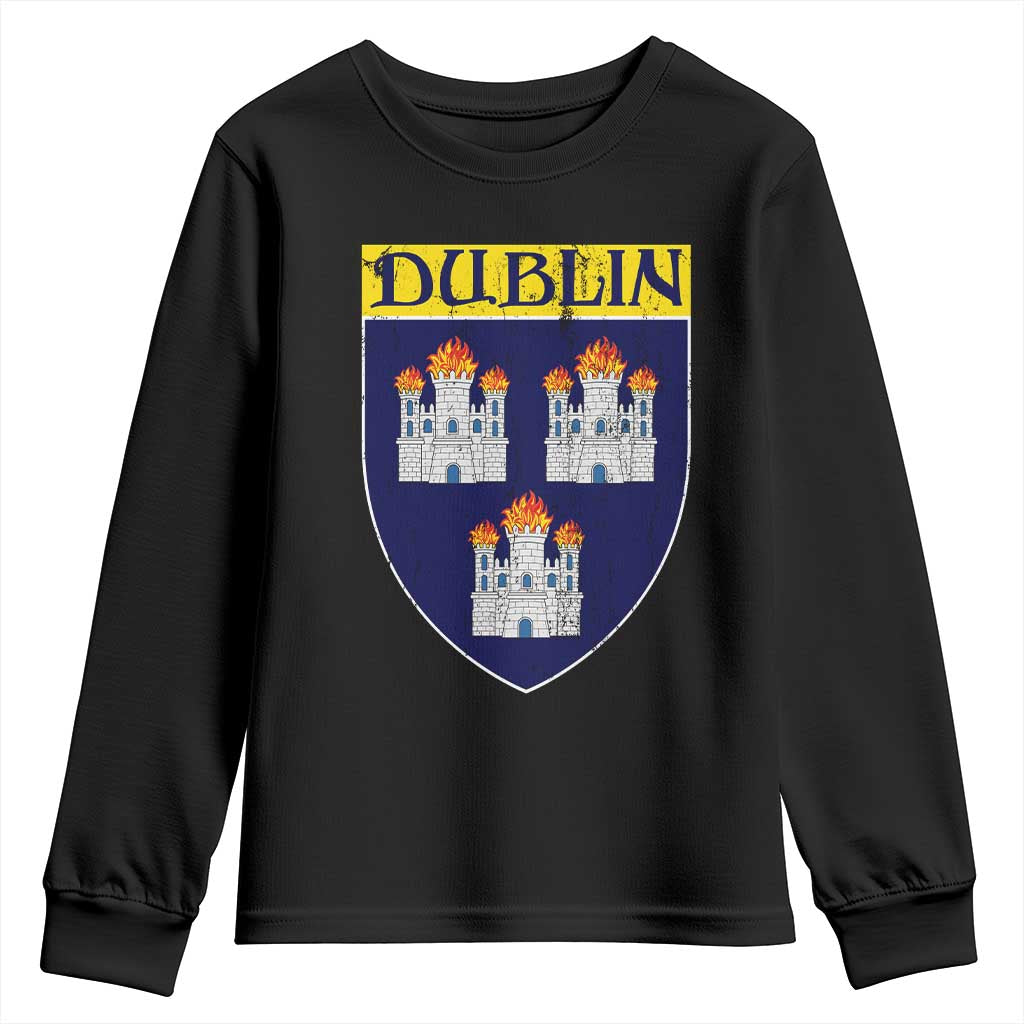 Dublin Ireland Youth Sweatshirt The Coat of Arms of Dublin Three Burning Castles TS11 Black Print Your Wear