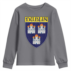Dublin Ireland Youth Sweatshirt The Coat of Arms of Dublin Three Burning Castles TS11 Charcoal Print Your Wear