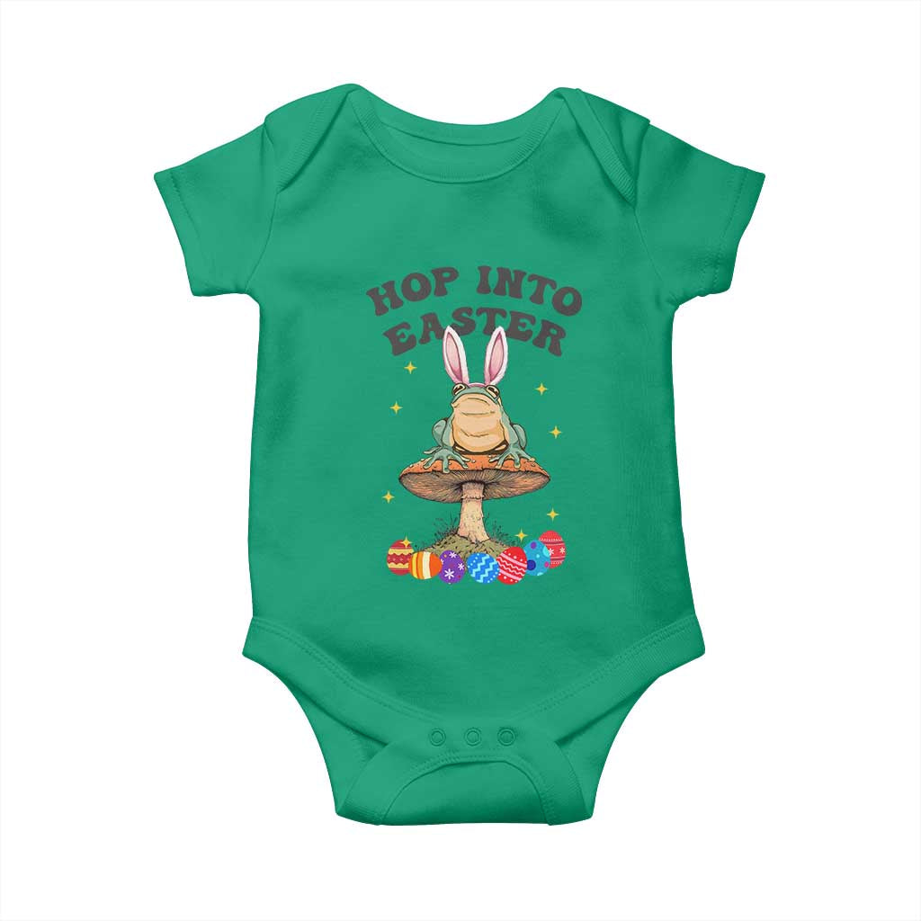 Funny Hop Into Easter Baby Onesie Easter Day Frog Bunny Egg TS11 Irish Green Print Your Wear